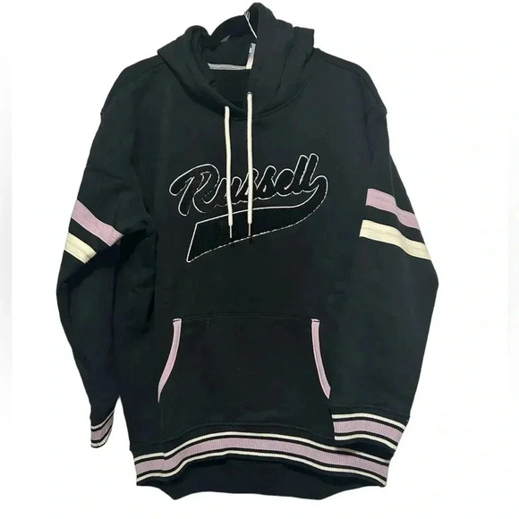 Russell Athletic Women's Graphic Logo Black/Lavender Hooded Sweatshirt Size L - Picture 3 of 6